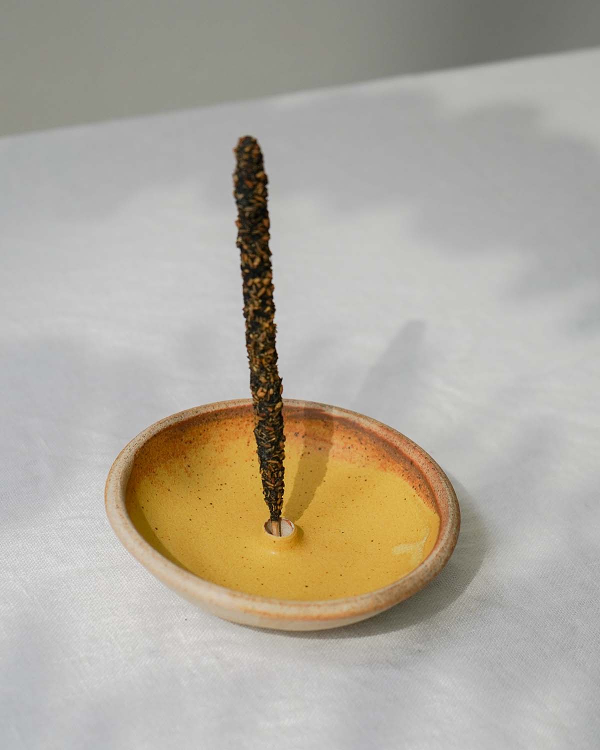 Stoneware Incense Holder Yellow